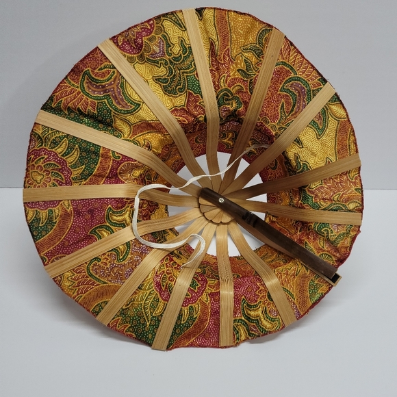 Vintage Unisex Portable Bamboo Fan to Sun Hat - Made in Korea - Picture 3 of 5